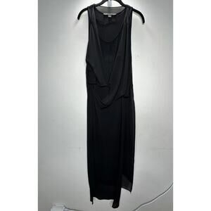 Hyfve Black Draped Sleeveless Faux Wrap Midi Dress Med